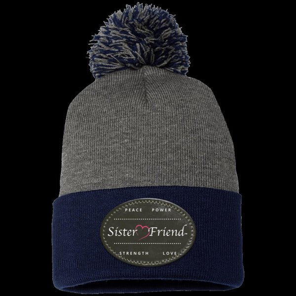 Sister Friend Motto  Pom Pom Knit Cap