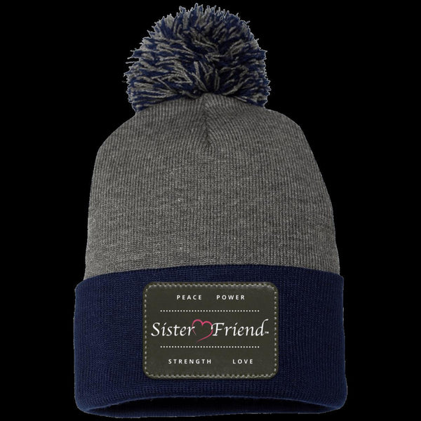 Sister Friend Motto  Pom Pom Knit Cap