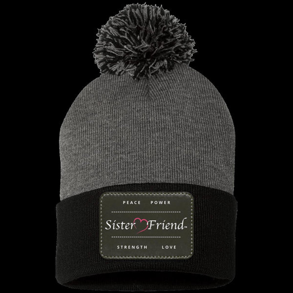 Sister Friend Motto  Pom Pom Knit Cap