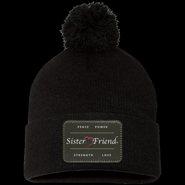 Sister Friend Motto  Pom Pom Knit Cap