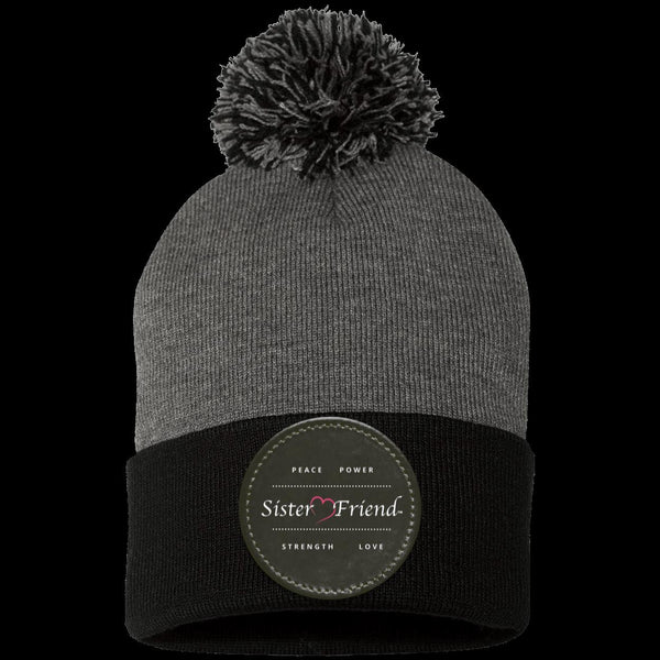 Sister Friend Motto  Pom Pom Knit Cap