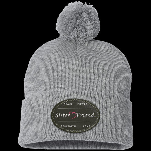 Sister Friend Motto  Pom Pom Knit Cap