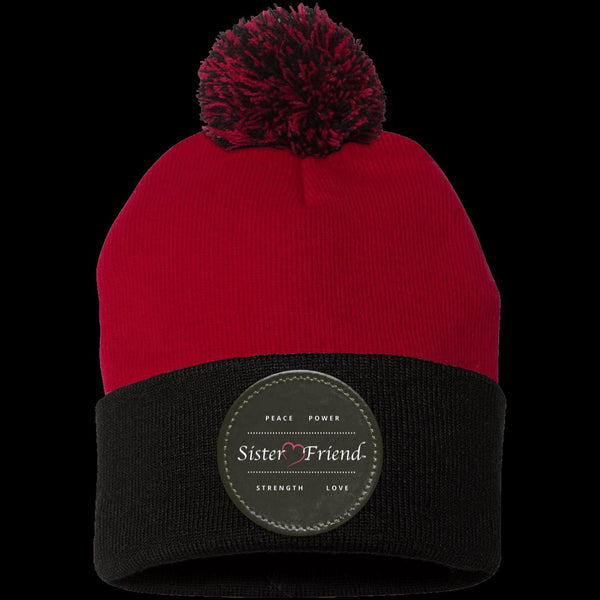 Sister Friend Motto  Pom Pom Knit Cap