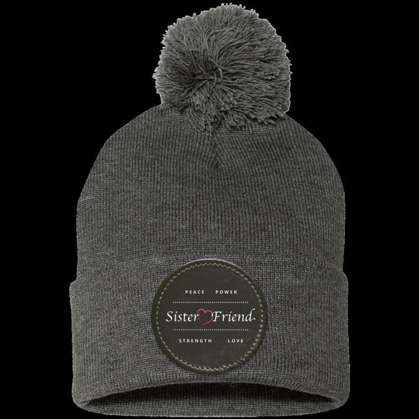 Sister Friend Motto  Pom Pom Knit Cap