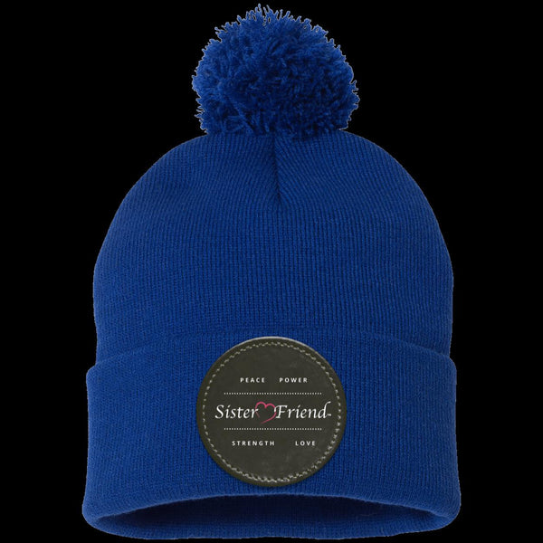 Sister Friend Motto  Pom Pom Knit Cap