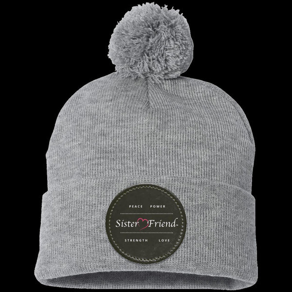 Sister Friend Motto  Pom Pom Knit Cap