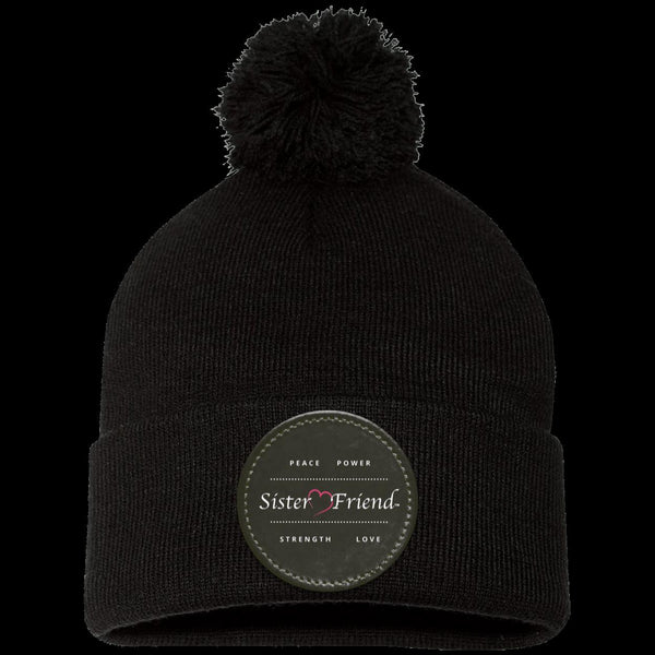 Sister Friend Motto  Pom Pom Knit Cap