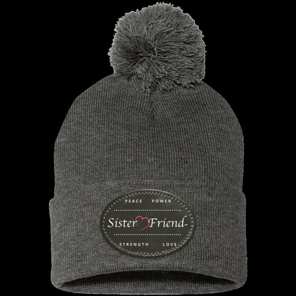 Sister Friend Motto  Pom Pom Knit Cap