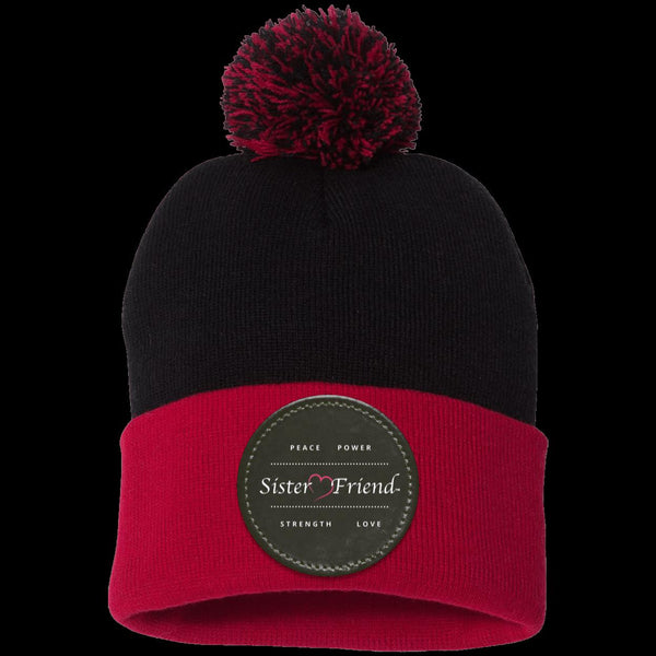 Sister Friend Motto  Pom Pom Knit Cap