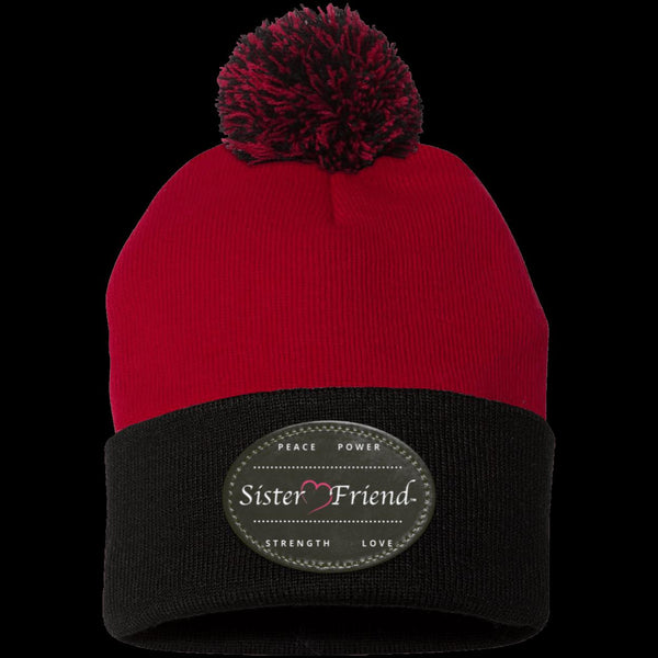 Sister Friend Motto  Pom Pom Knit Cap