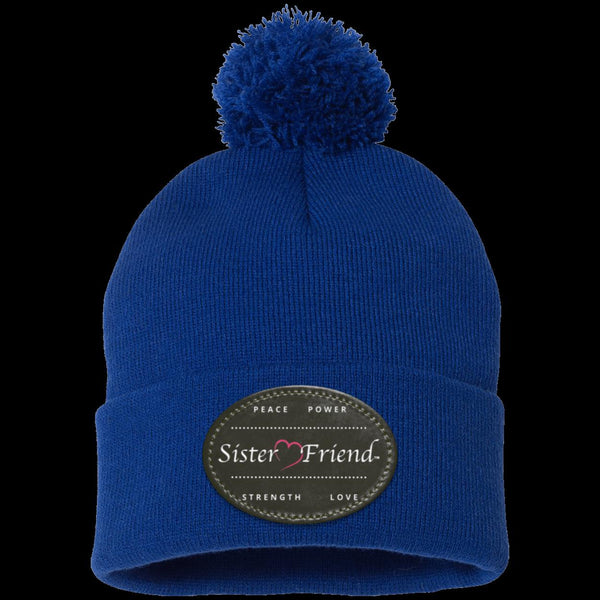 Sister Friend Motto  Pom Pom Knit Cap