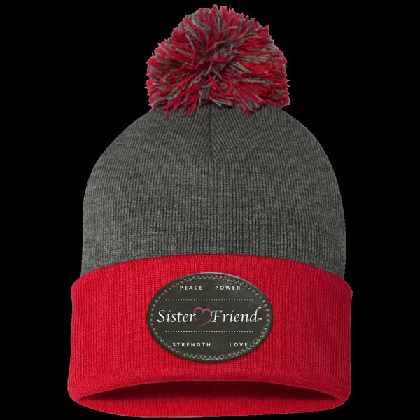 Sister Friend Motto  Pom Pom Knit Cap