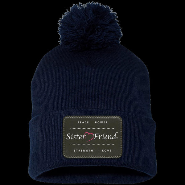 Sister Friend Motto  Pom Pom Knit Cap