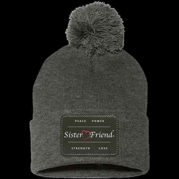 Sister Friend Motto  Pom Pom Knit Cap