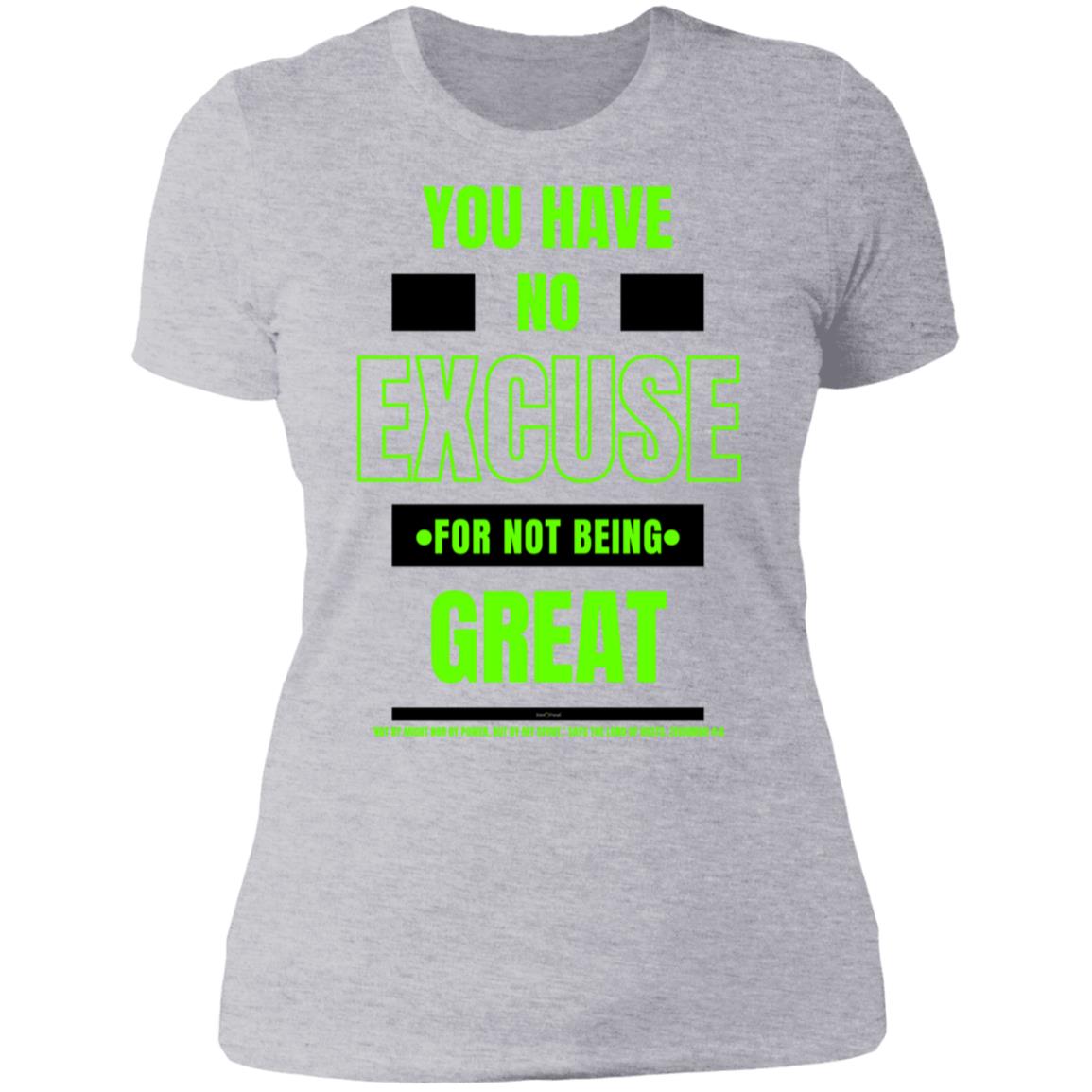 No Excuse Green Black  Ladies' Boyfriend T-Shirt