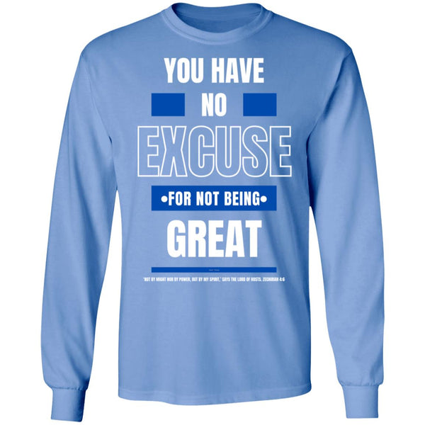 No Excuse Blue White LS Ultra  T-Shirt