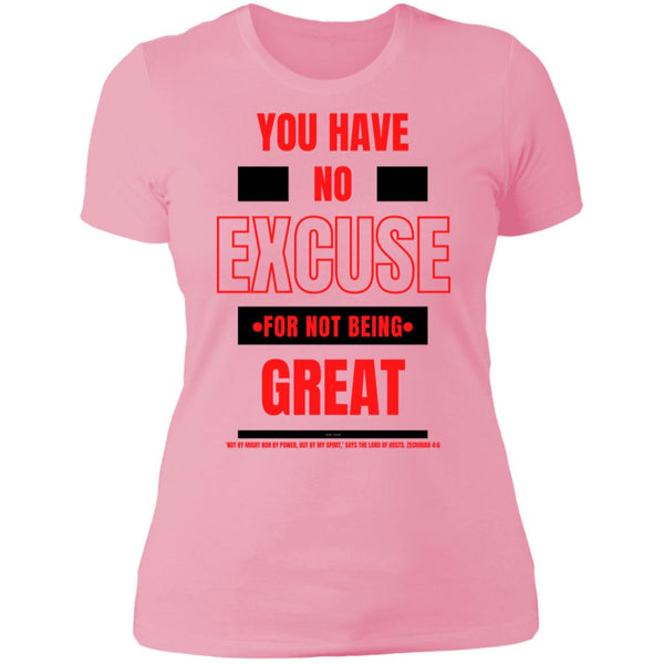 No Excuse Red Black Ladies' Boyfriend T-Shirt