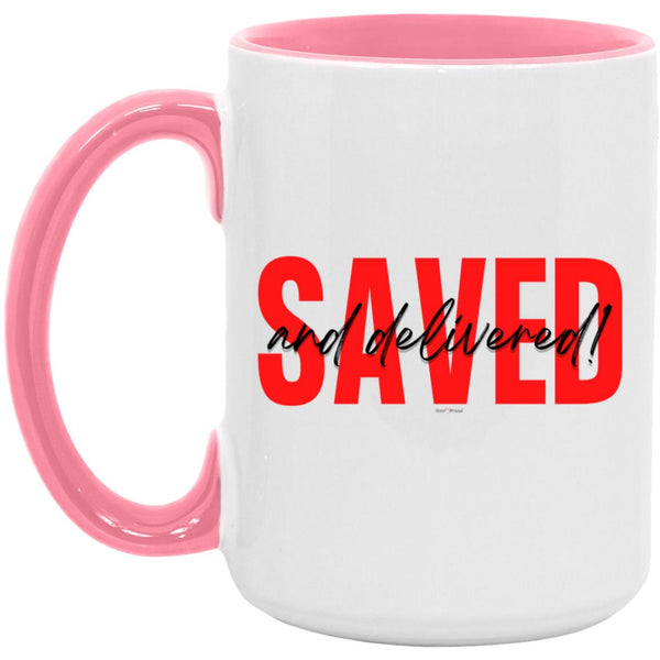 Saved Red Black Saved Color Accent 15 oz. Mug