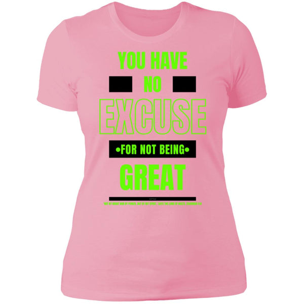 No Excuse Green Black  Ladies' Boyfriend T-Shirt