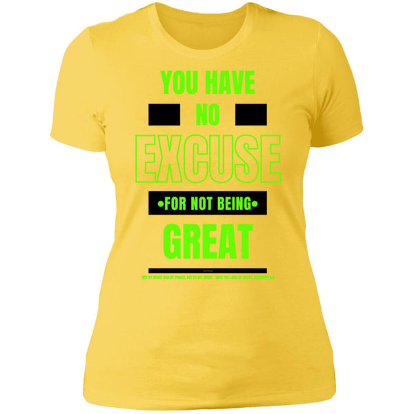 No Excuse Green Black  Ladies' Boyfriend T-Shirt