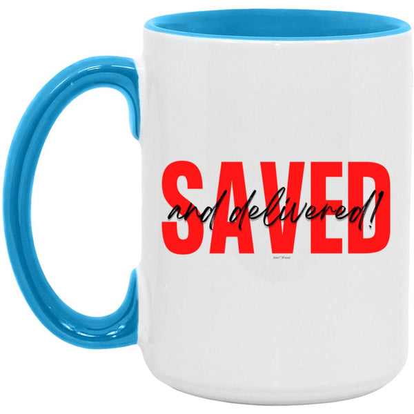 Saved Red Black Saved Color Accent 15 oz. Mug