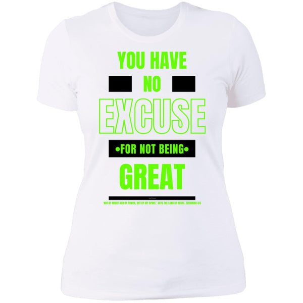 No Excuse Green Black  Ladies' Boyfriend T-Shirt