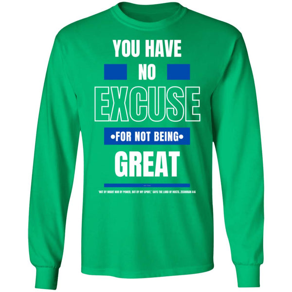 No Excuse Blue White LS Ultra  T-Shirt