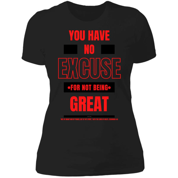 No Excuse Red Black Ladies' Boyfriend T-Shirt