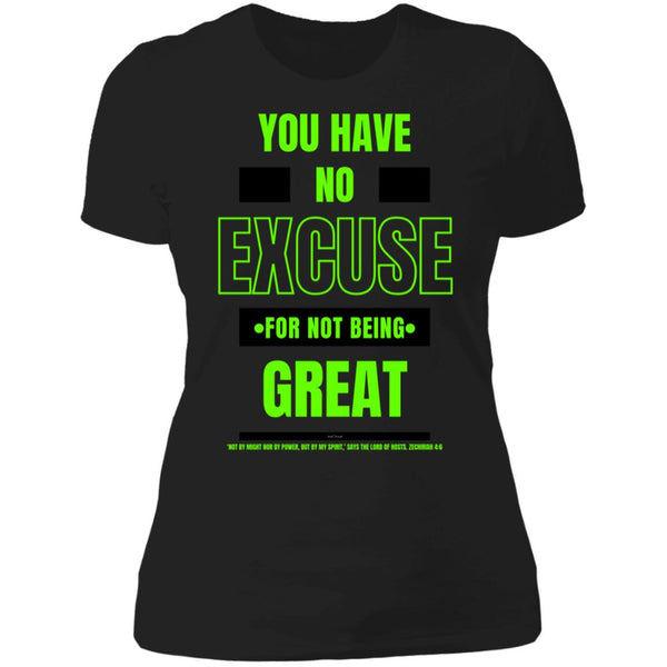 No Excuse Green Black  Ladies' Boyfriend T-Shirt