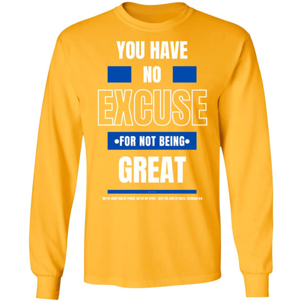 No Excuse Blue White LS Ultra  T-Shirt