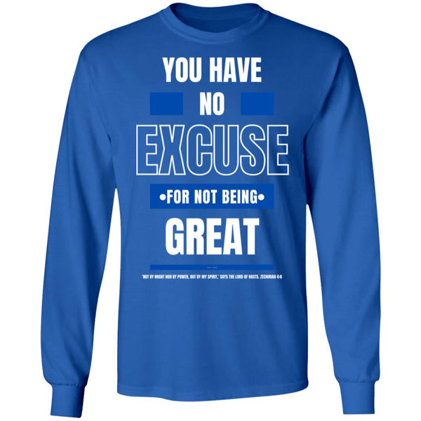 No Excuse Blue White LS Ultra  T-Shirt