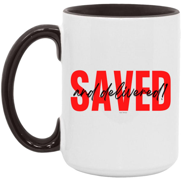 Saved Red Black Saved Color Accent 15 oz. Mug