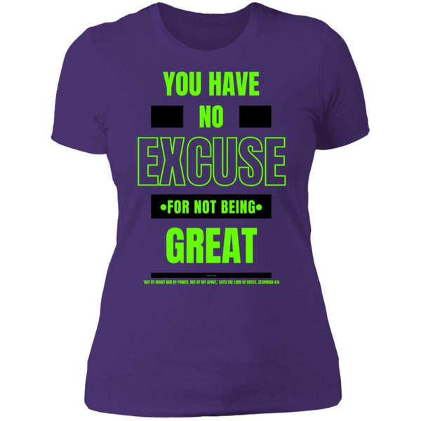 No Excuse Green Black  Ladies' Boyfriend T-Shirt