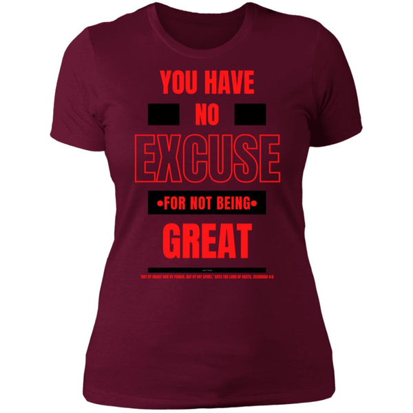 No Excuse Red Black Ladies' Boyfriend T-Shirt