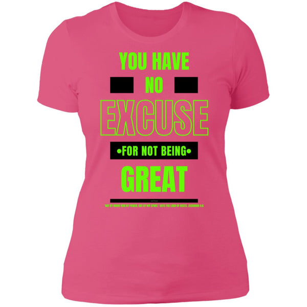 No Excuse Green Black  Ladies' Boyfriend T-Shirt