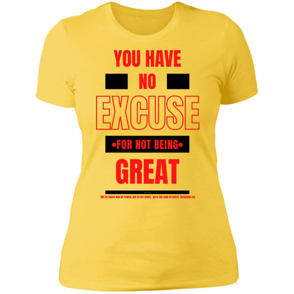 No Excuse Red Black Ladies' Boyfriend T-Shirt