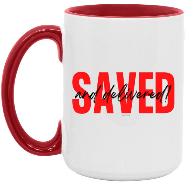 Saved Red Black Saved Color Accent 15 oz. Mug