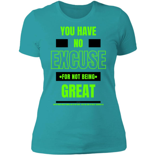 No Excuse Green Black  Ladies' Boyfriend T-Shirt