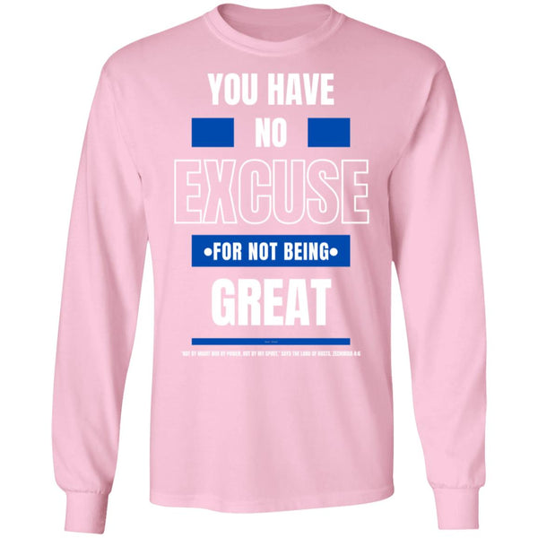 No Excuse Blue White LS Ultra  T-Shirt