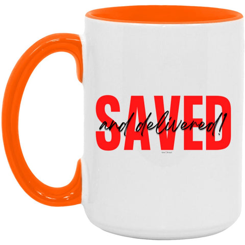 Saved Red Black Saved Color Accent 15 oz. Mug