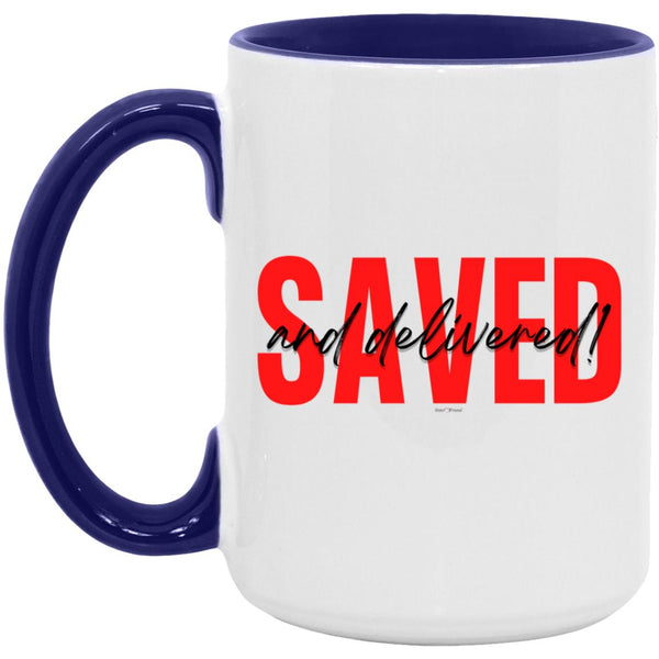 Saved Red Black Saved Color Accent 15 oz. Mug