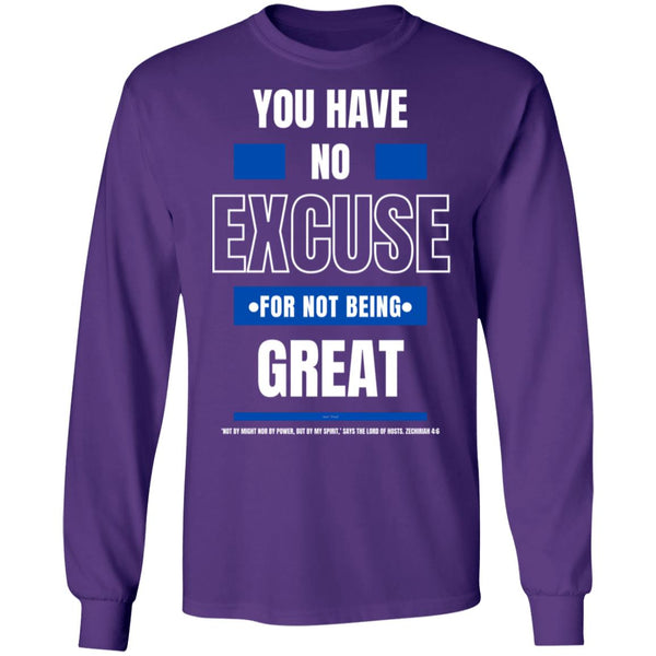 No Excuse Blue White LS Ultra  T-Shirt