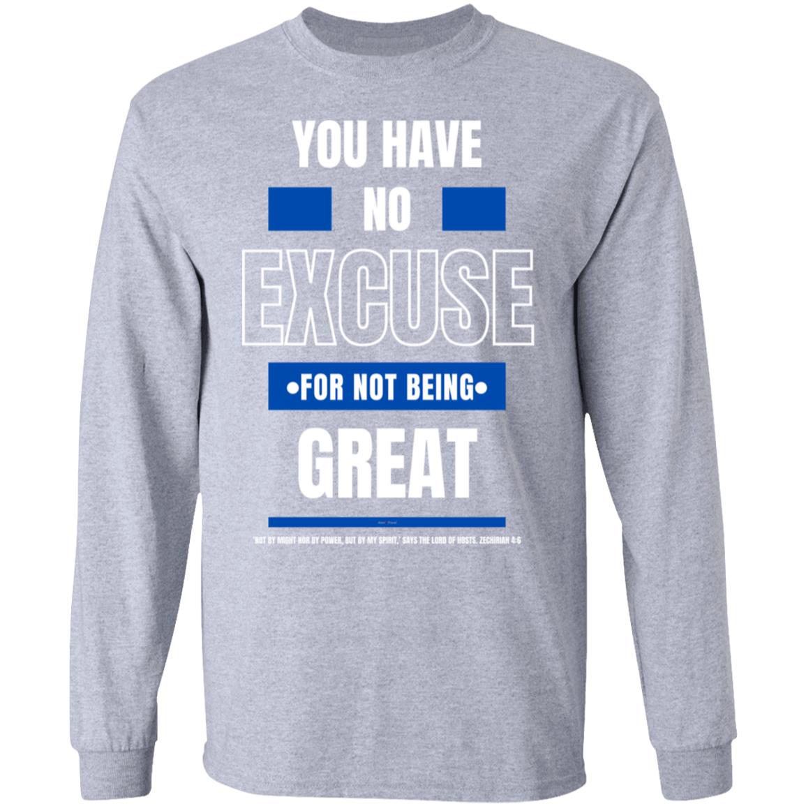 No Excuse Blue White LS Ultra  T-Shirt