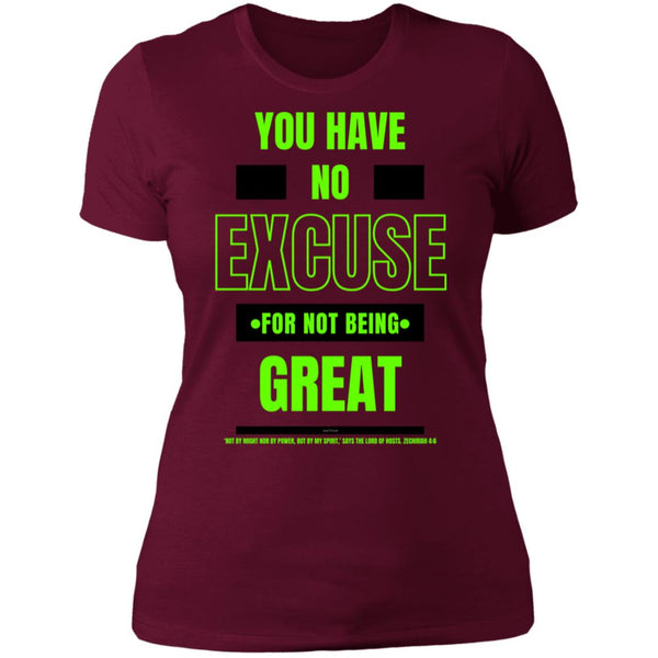 No Excuse Green Black  Ladies' Boyfriend T-Shirt